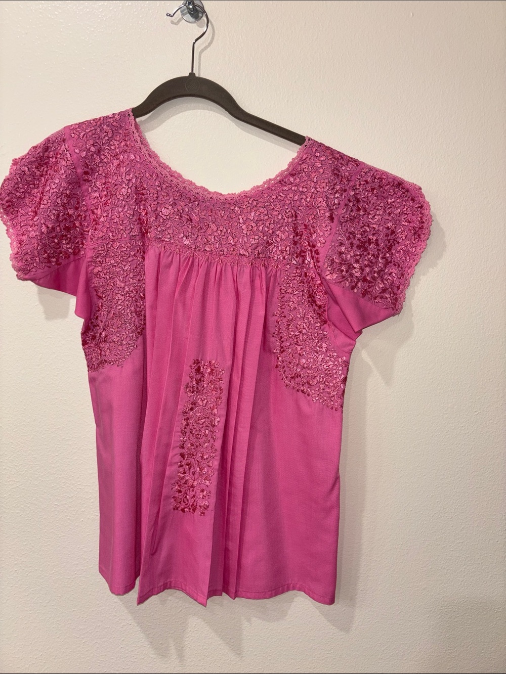 Hand embroidered Mexican Top - Short Sleeve Top size XS